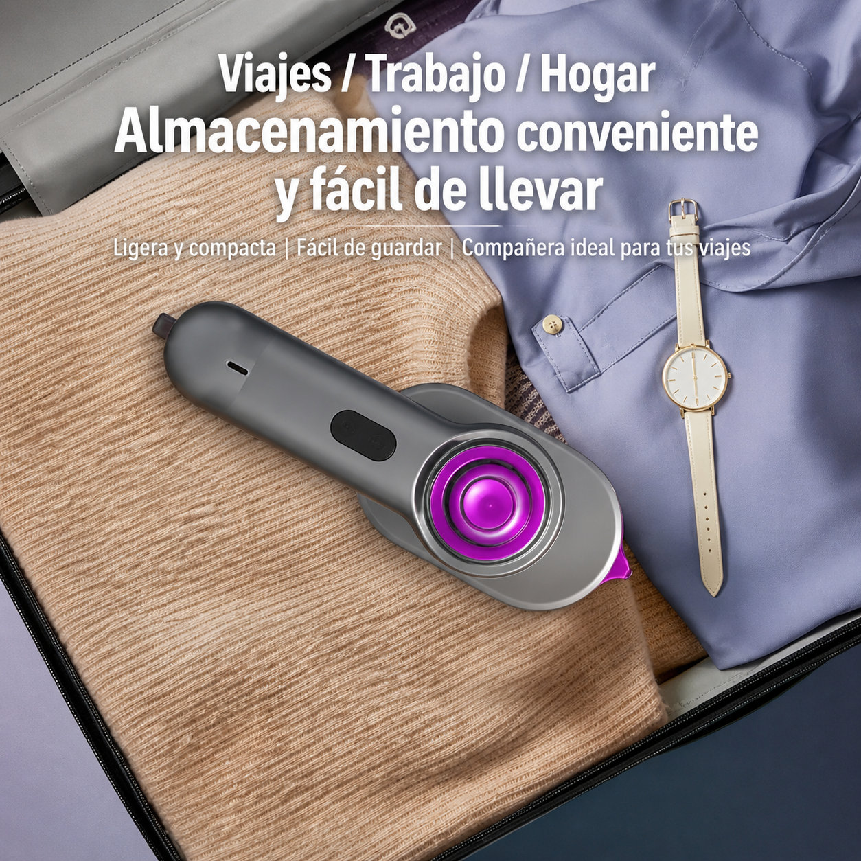 Mini plancha de vapor portátil para ropa con rotación de seguridad, resistente a altas temperaturas y diseñada para uso doméstico. Ideal para planchar prendas de forma rápida y cómoda en casa o de viaje.