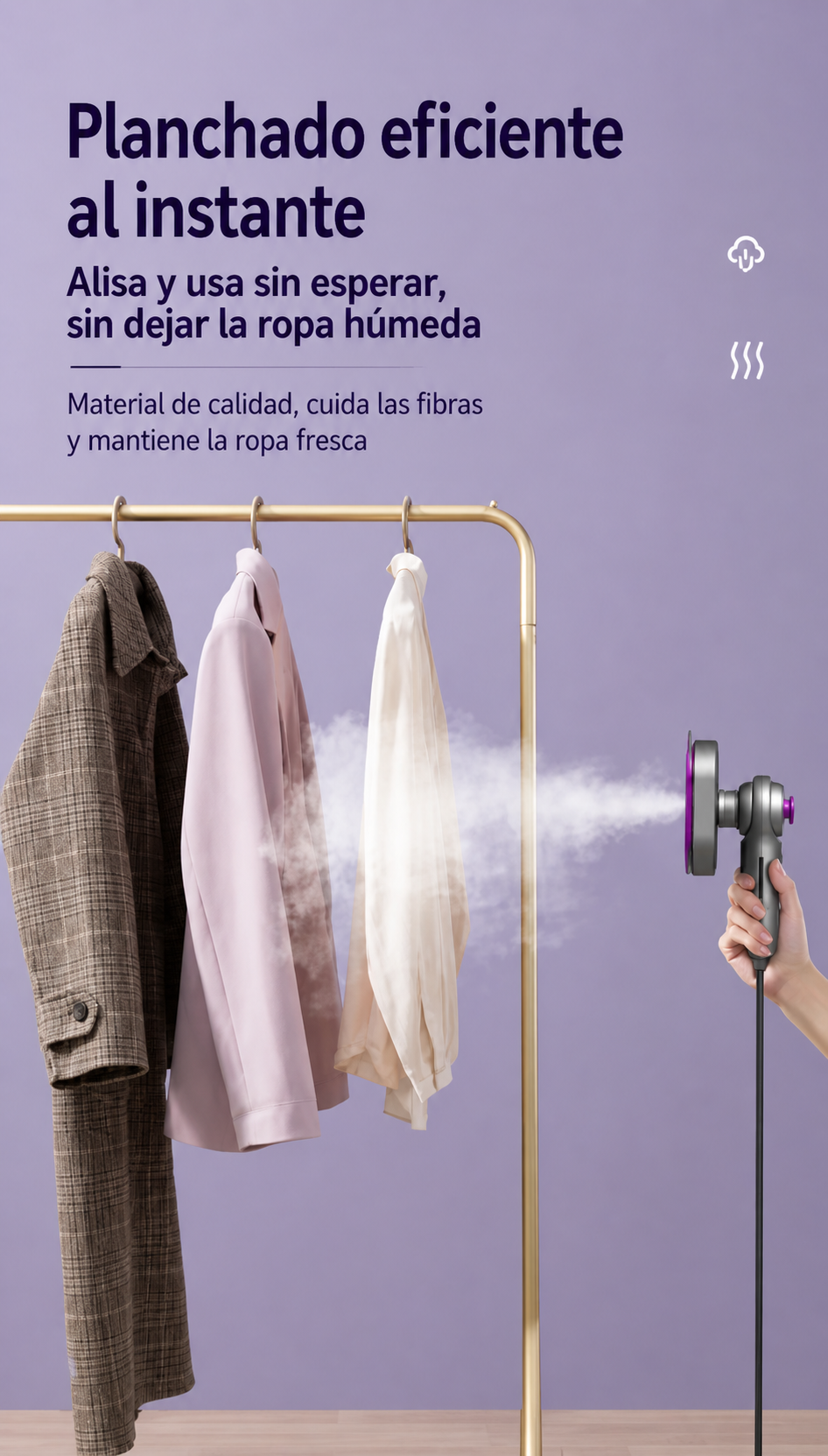 Mini plancha de vapor portátil para ropa con rotación de seguridad, resistente a altas temperaturas y diseñada para uso doméstico. Ideal para planchar prendas de forma rápida y cómoda en casa o de viaje.